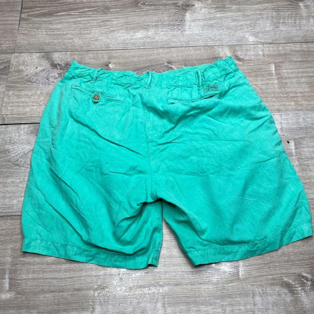 Polo Ralph Lauren Shorts Mens 36 Green Linen Blend Classic Fit Nautical Summer